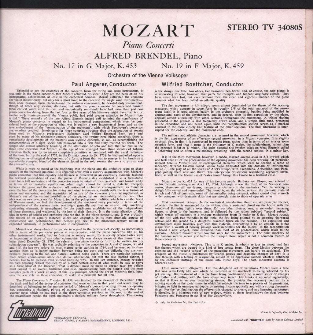 Alfred Brendel - Mozart Piano Concerti - Lp