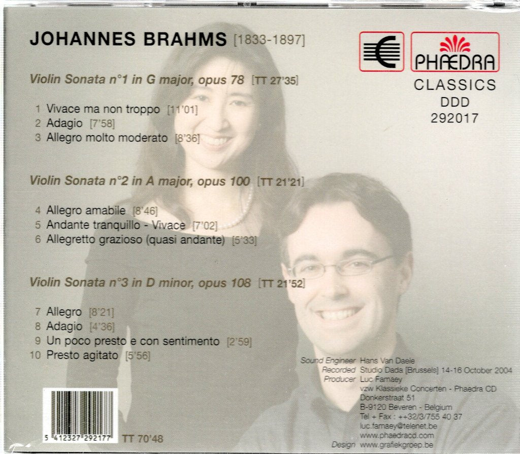 Johannes Brahms - Violinsonatas - Cd