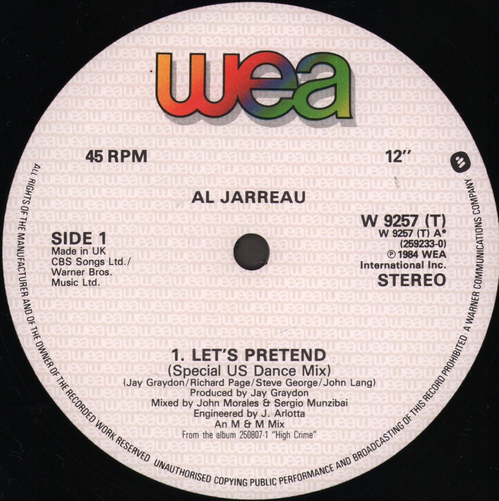 Al Jarreau - Let's Pretend / I Keep Callin' - 12 Inch