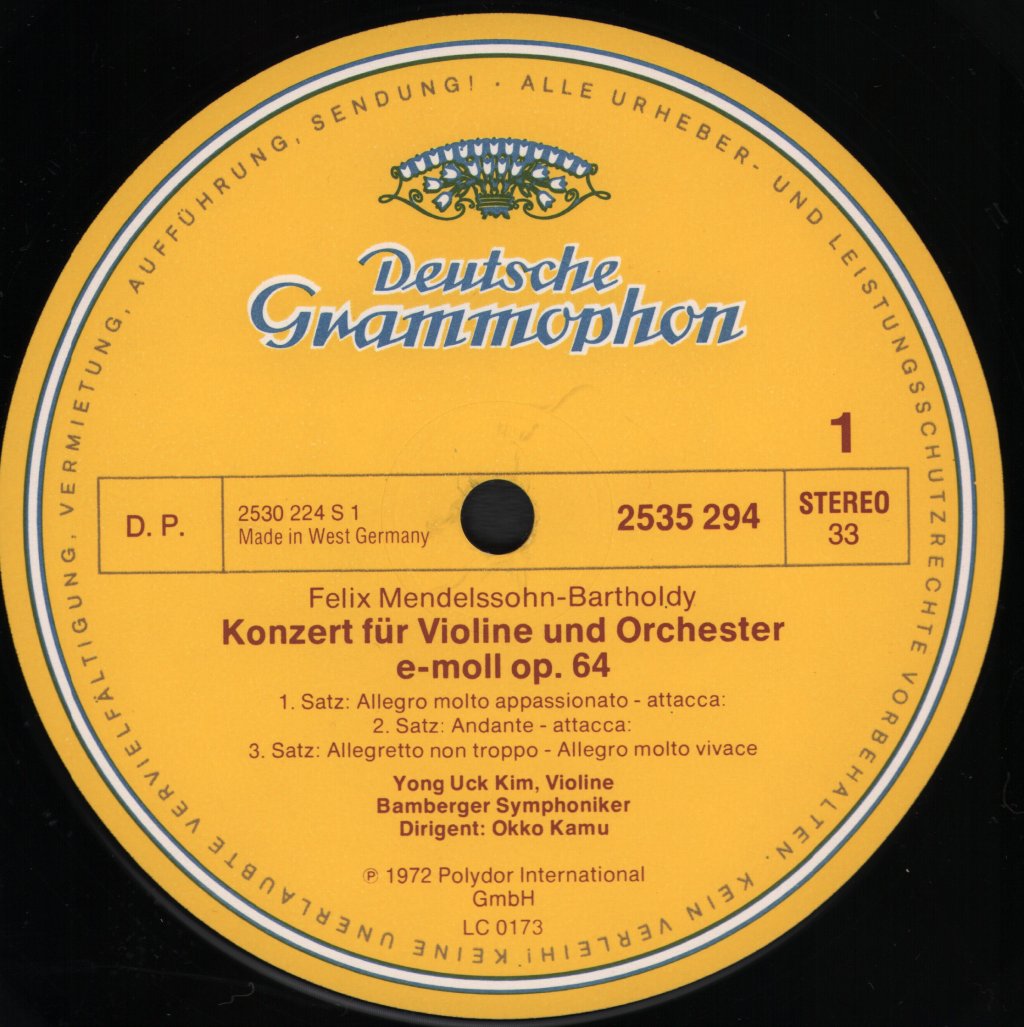 Yong Uck Kim / Okko Kamu / Bamberger Symphoniker - Violinkonzerte - Violin Concertos - Lp