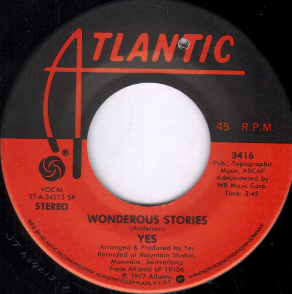 Yes - Wonderous Stories - 7 Inch