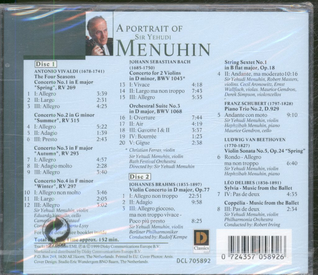 Yehudi Menuhin - A Portrait Of Sir Yehudi Menuhin - Double Cd