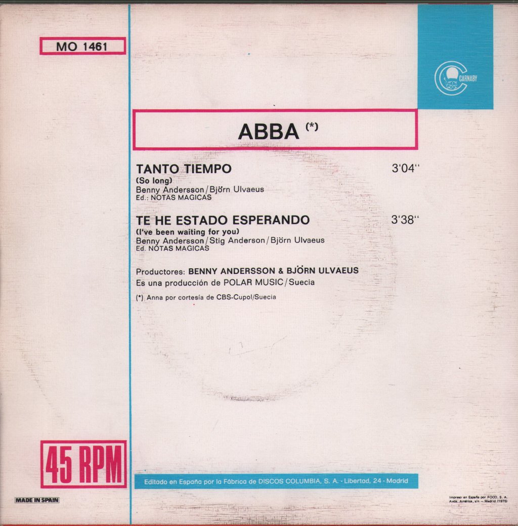 ABBA - Tanto Tiempo / Te He Estado Esperando - 7 Inch