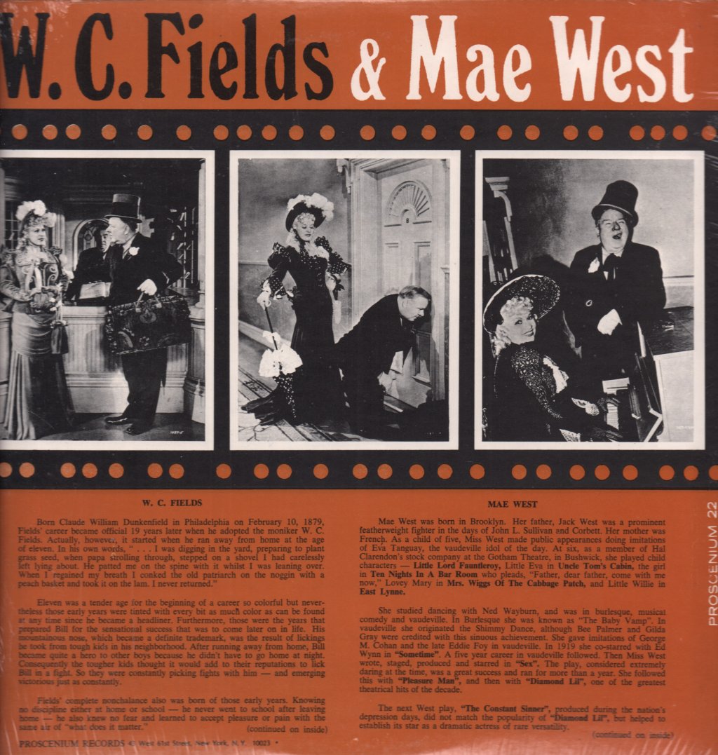 W.c. fields And Mae West - Temperance Lecture/Day I Drank A Glass Of Water - Lp