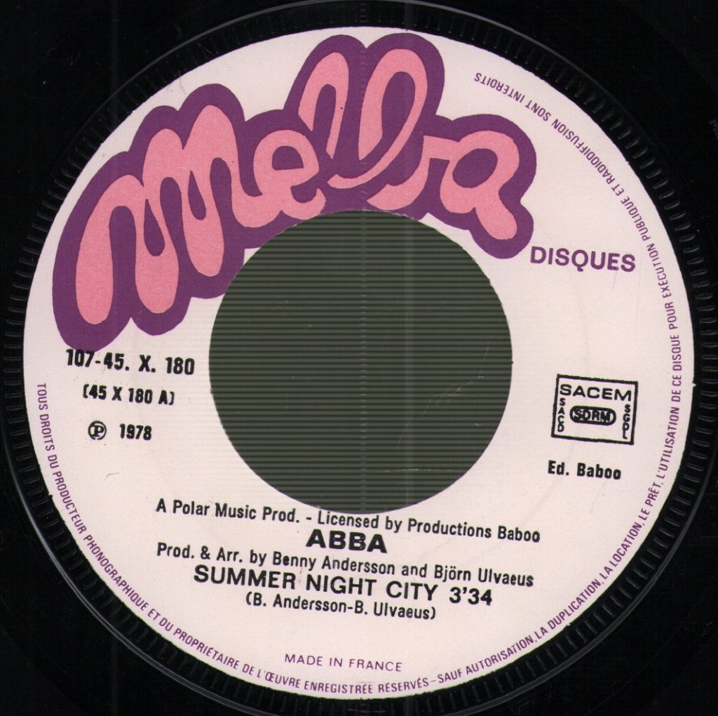 ABBA - Summer Night City - 7 Inch