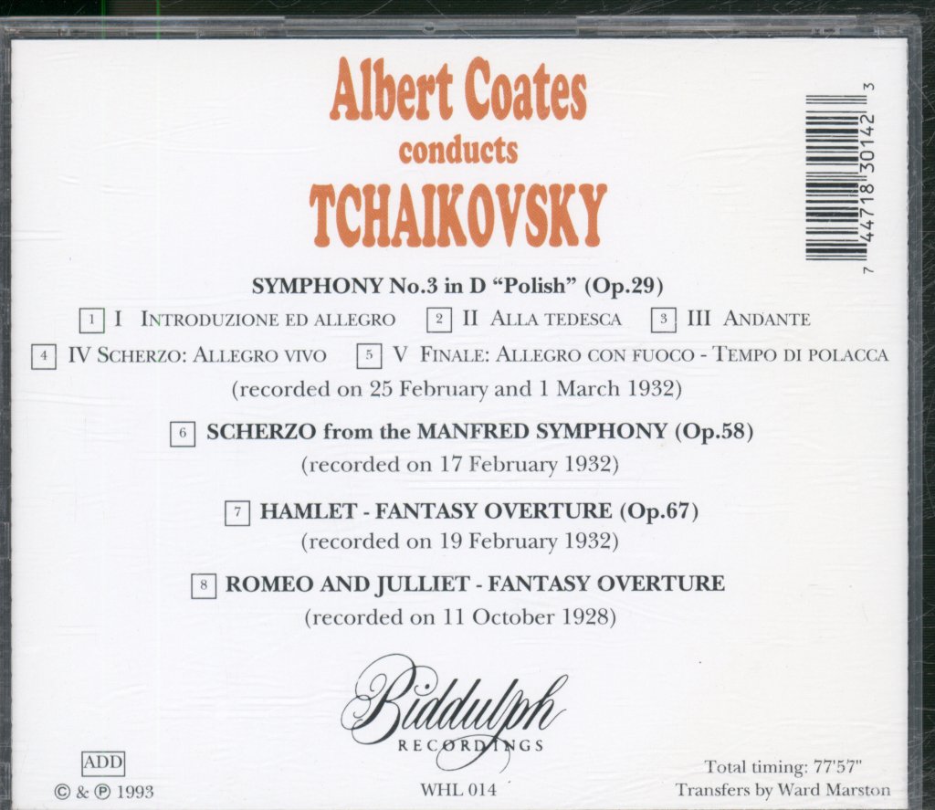 Albert Coates, The London Symphony Orchestra - Albert Coates Conducts Tchaikovsky - Cd