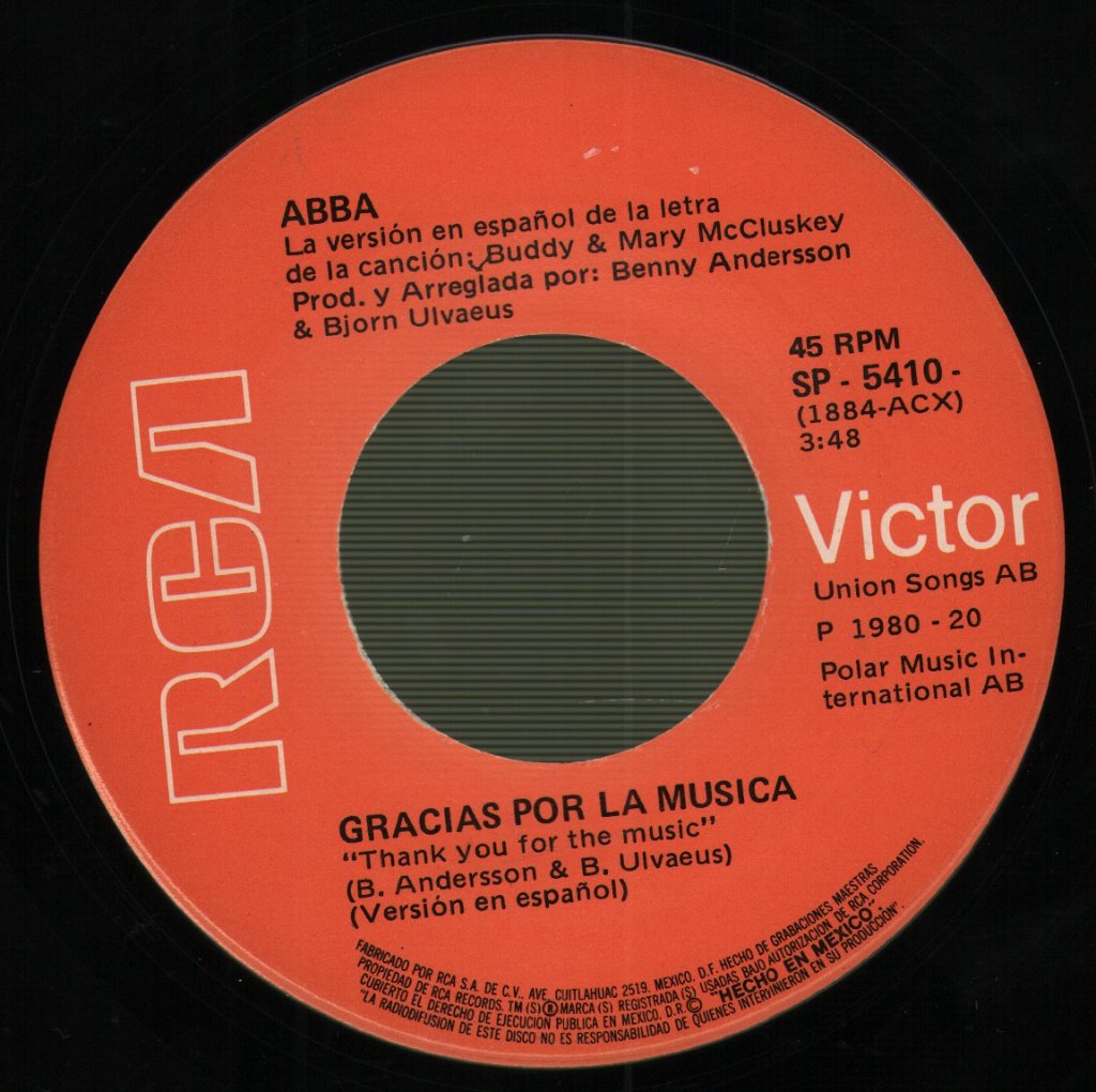 ABBA - Gracias Por La Musica - 7 Inch