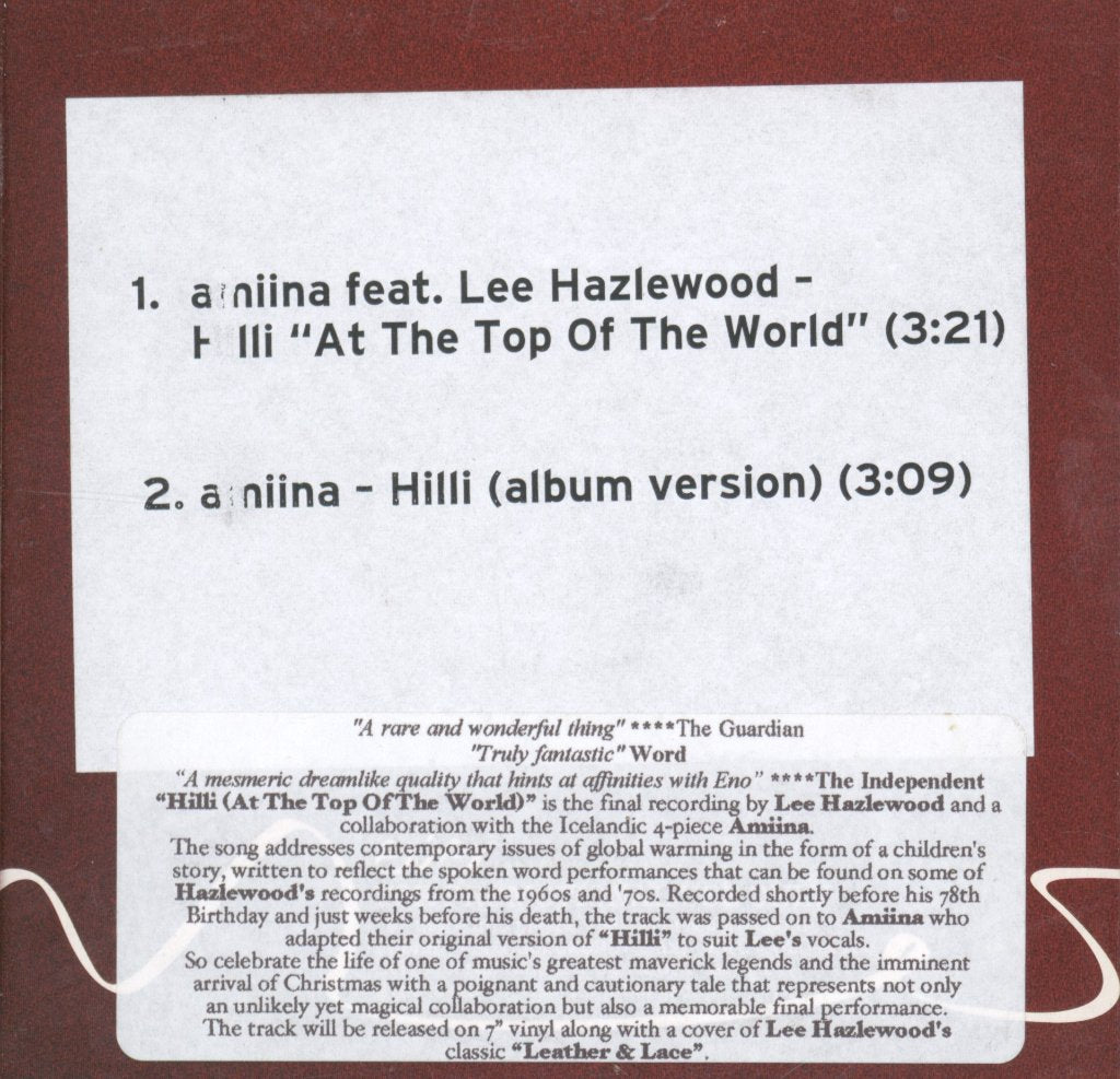 Amiina Feat. Lee Hazlewood - Hilli "At The Top Of The World" - Cdr