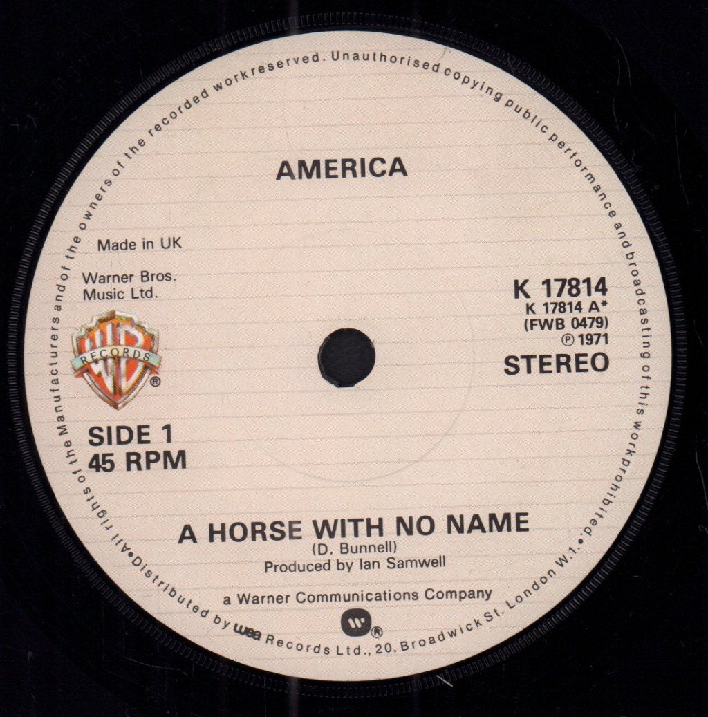 America - A Horse With No Name - 7 Inch