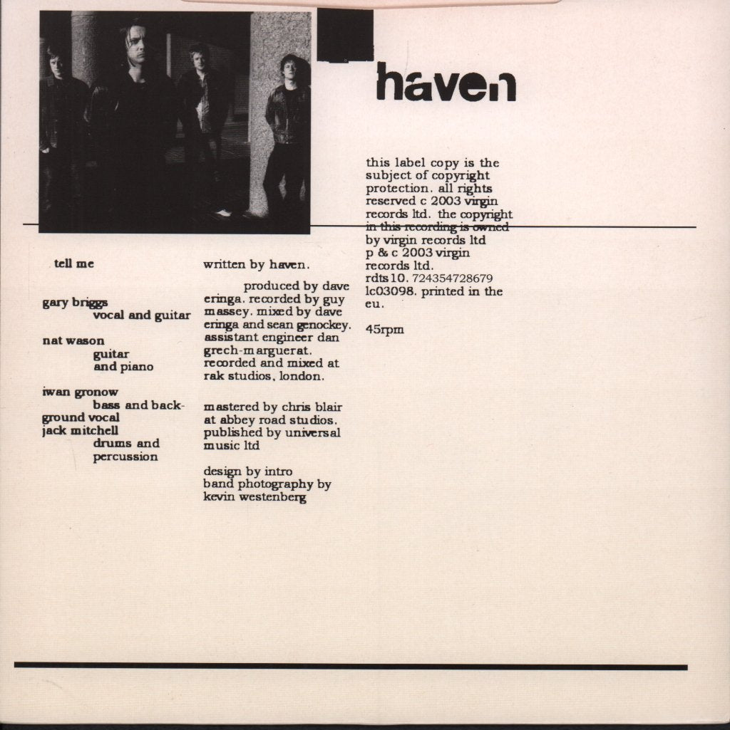 Haven (Indie Group) - Tell Me - 7 Inch