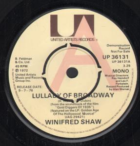 Winifred Shaw - Lullaby Of Broadway - 7 Inch