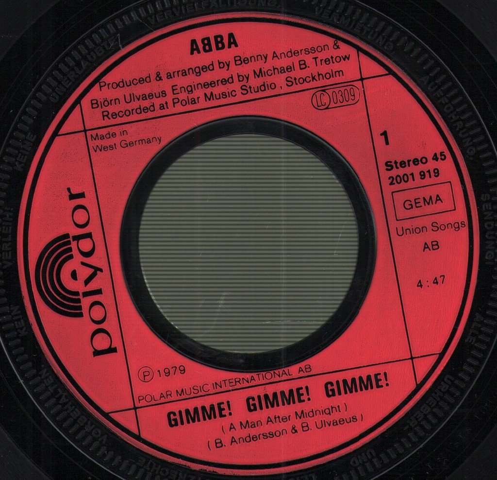 ABBA - Gimme! Gimme! Gimme! (A Man After Midnight) - 7 Inch