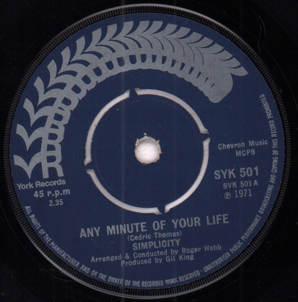 Simplicity - Any Minute Of Your Life - 7 Inch