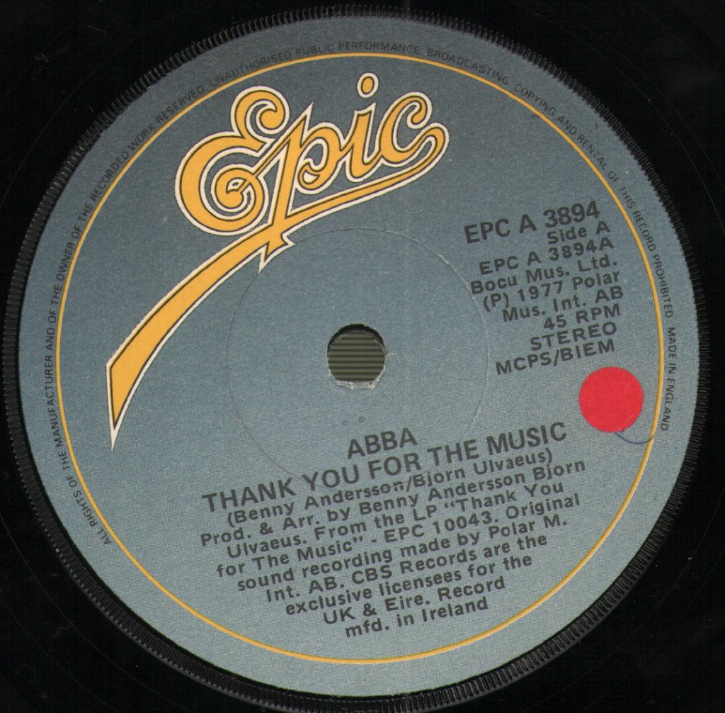 ABBA - Thank You For The Music - 7 Inch