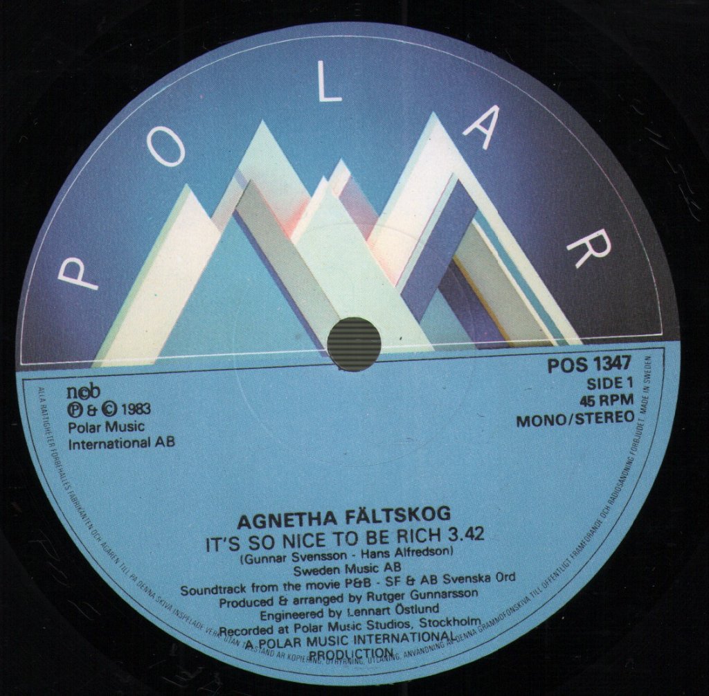 Agnetha Faltskog - It's So Nice To Be Rich - 7 Inch