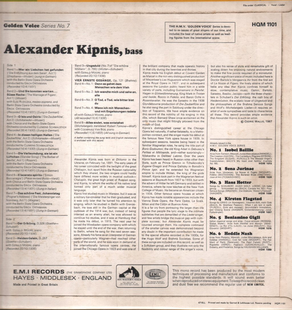 Alexander Kipnis - Golden Voice Series 7 - Lp