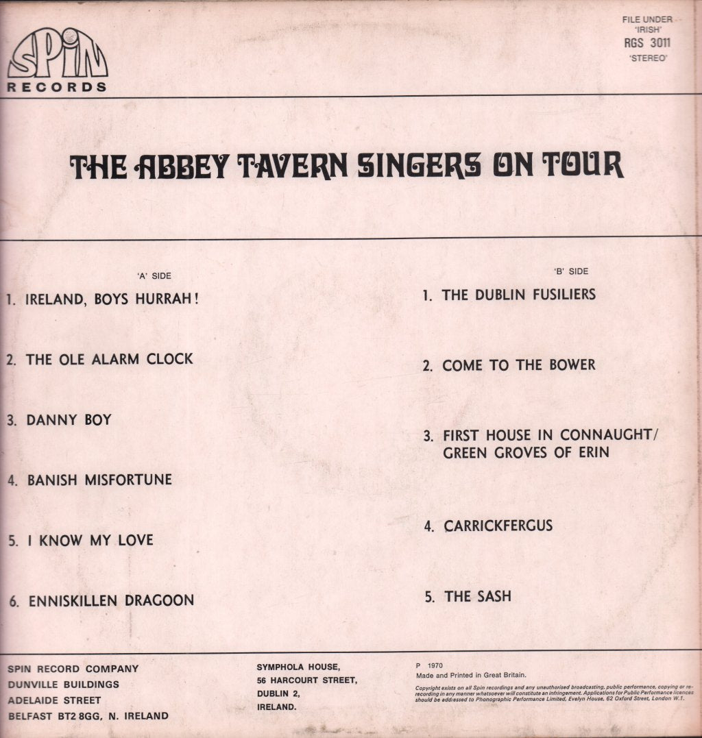 Abbey Tavern Singers - Abbey Tavern Singers  On Tour - Lp