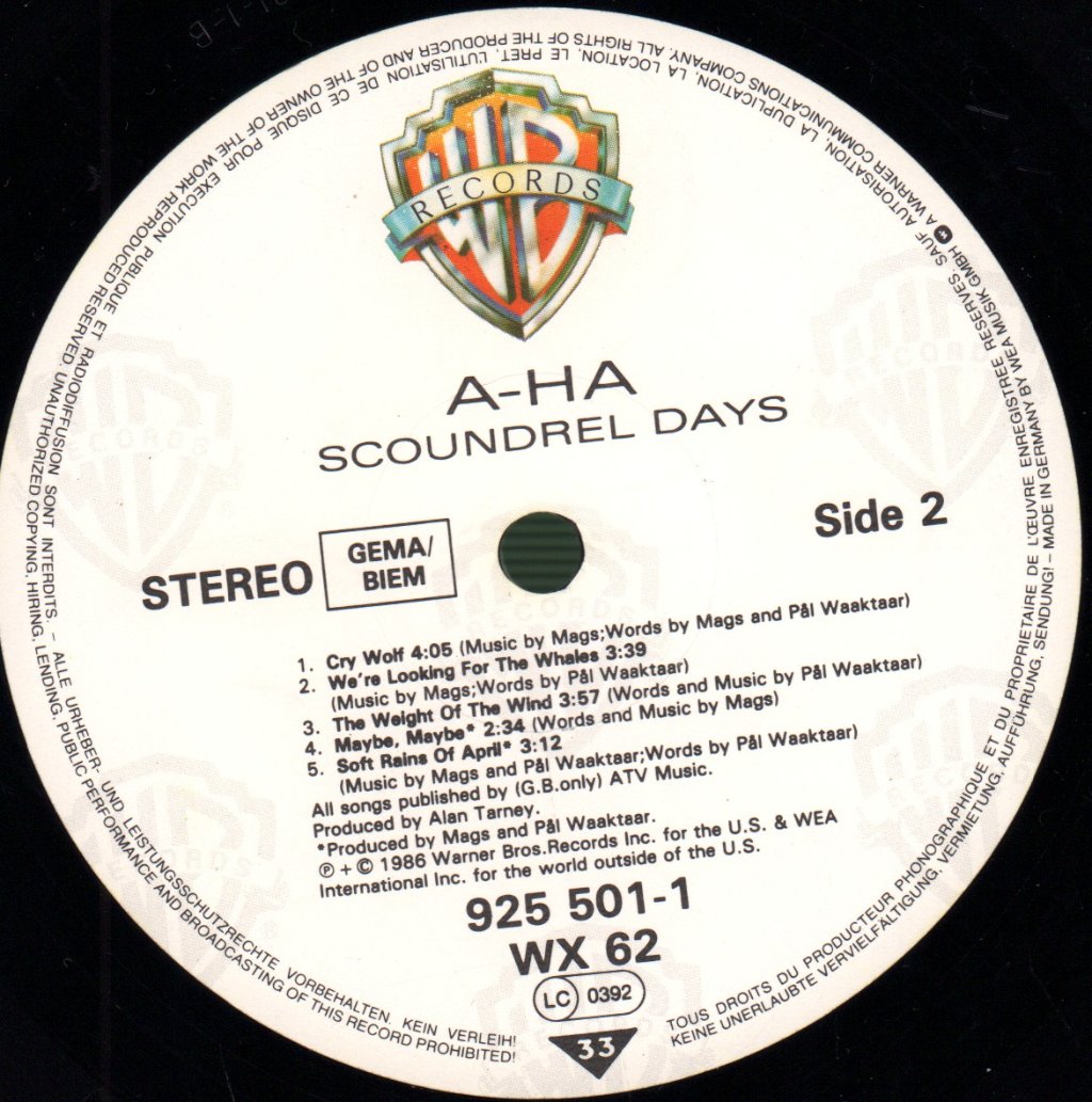 A-Ha - Scoundrel Days - Lp