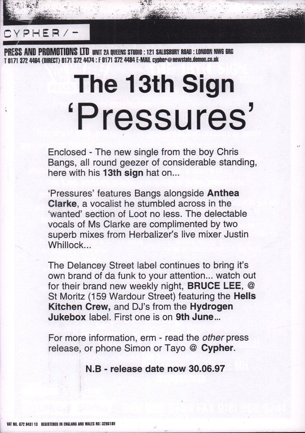 13th Sign - Pressures - 12 Inch