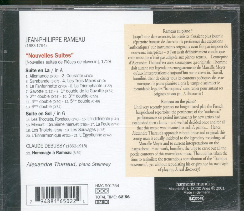 Alexandre Tharaud - Rameau - Joue / Plays Rameau: Nouvelles Suites - Cd