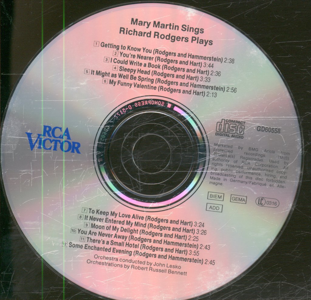 Mary Martin And Richard Rodgers - Mary Martin Sings Richard Rodgers Plays - Cd