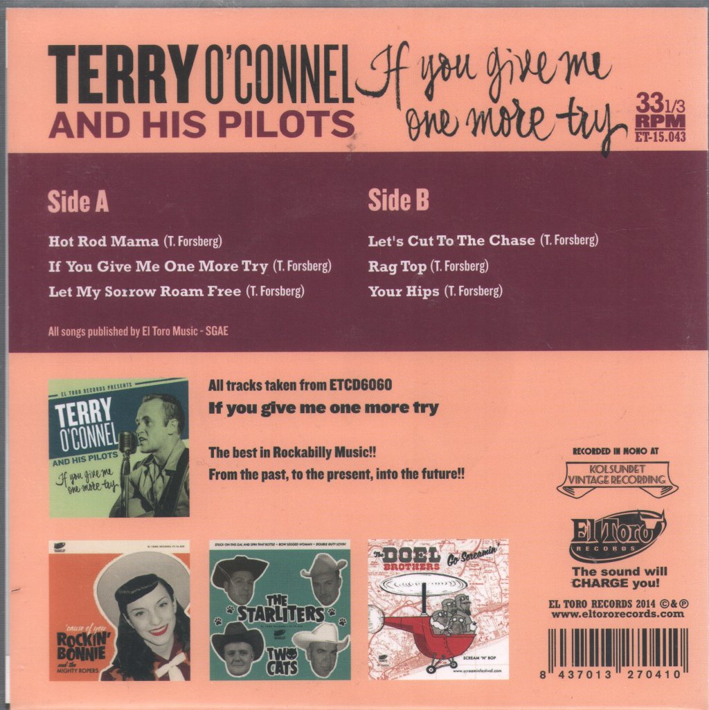 Terry O'Connel And His Pilots - If You Give Me One More Try - 7 Inch