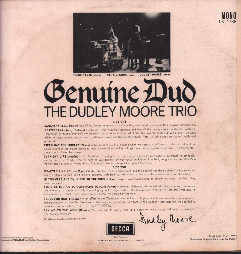 Dudley Moore Trio - Genuine Dud - Lp