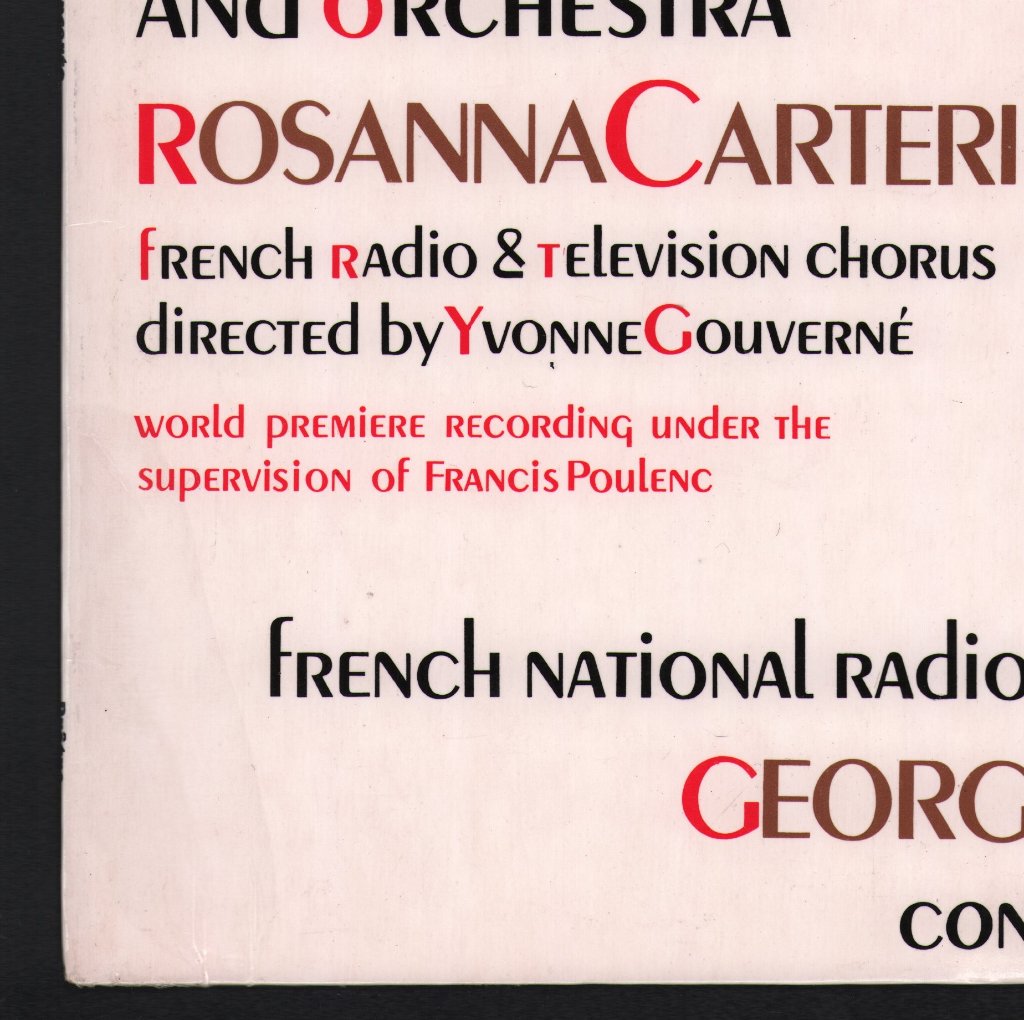 Rosanna Carteri / Maurice Durufle / Georges Pretre / French National Radio And Television Orchestra - Francis Poulenc - Gloria / Concerto For Organ - Lp