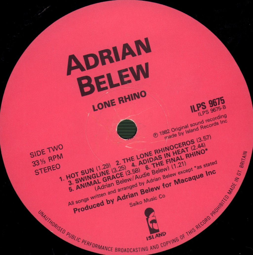 Adrian Belew - Lone Rhino - Lp