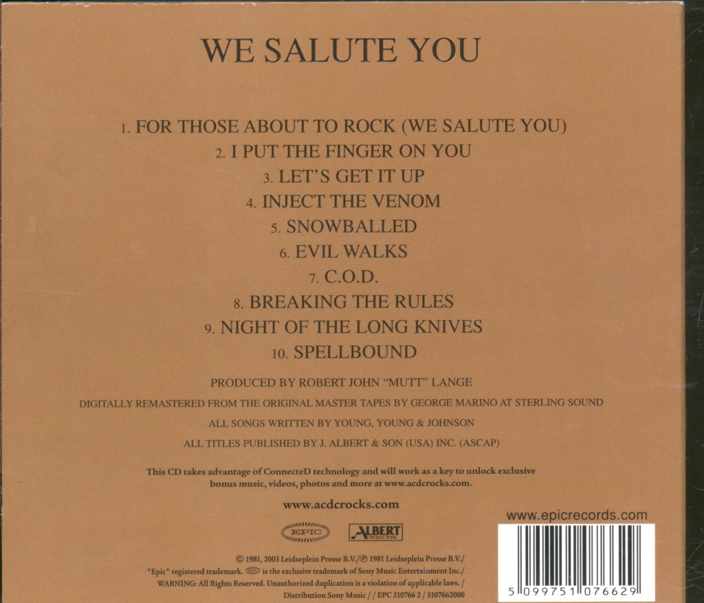 AC/DC - For Those About To Rock - Cd