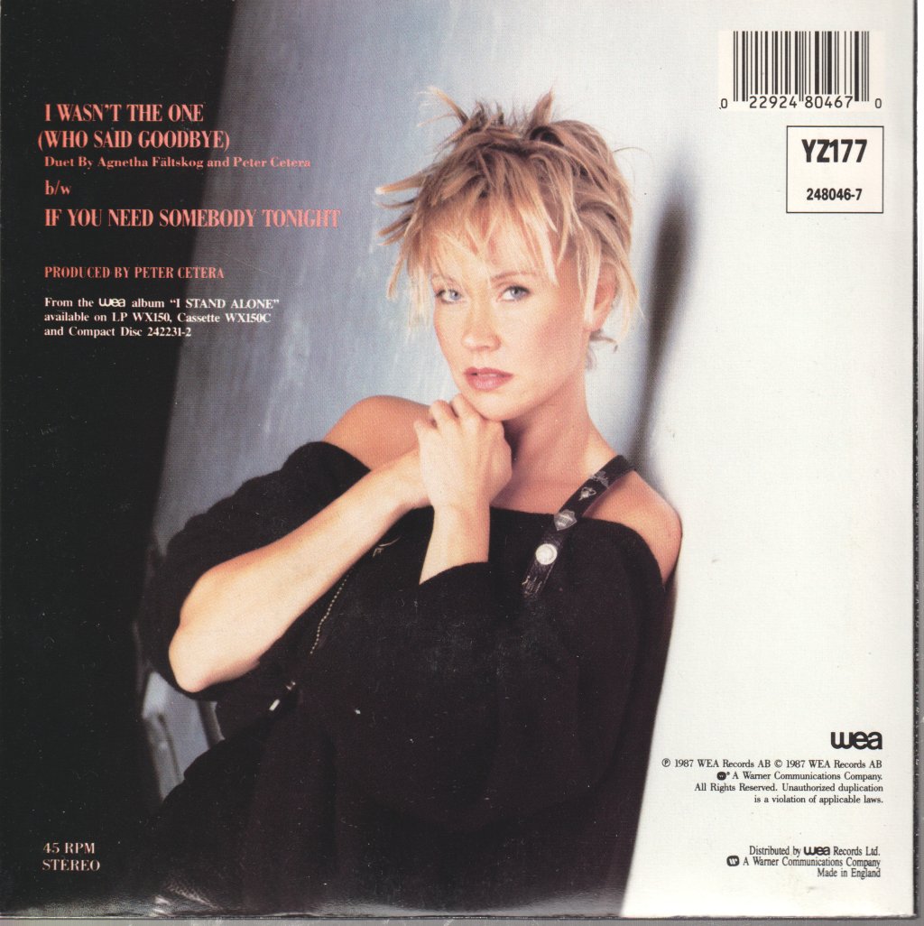 Agnetha Fältskog - I Wasn't The One (Who Said Goodbye) - 7 Inch