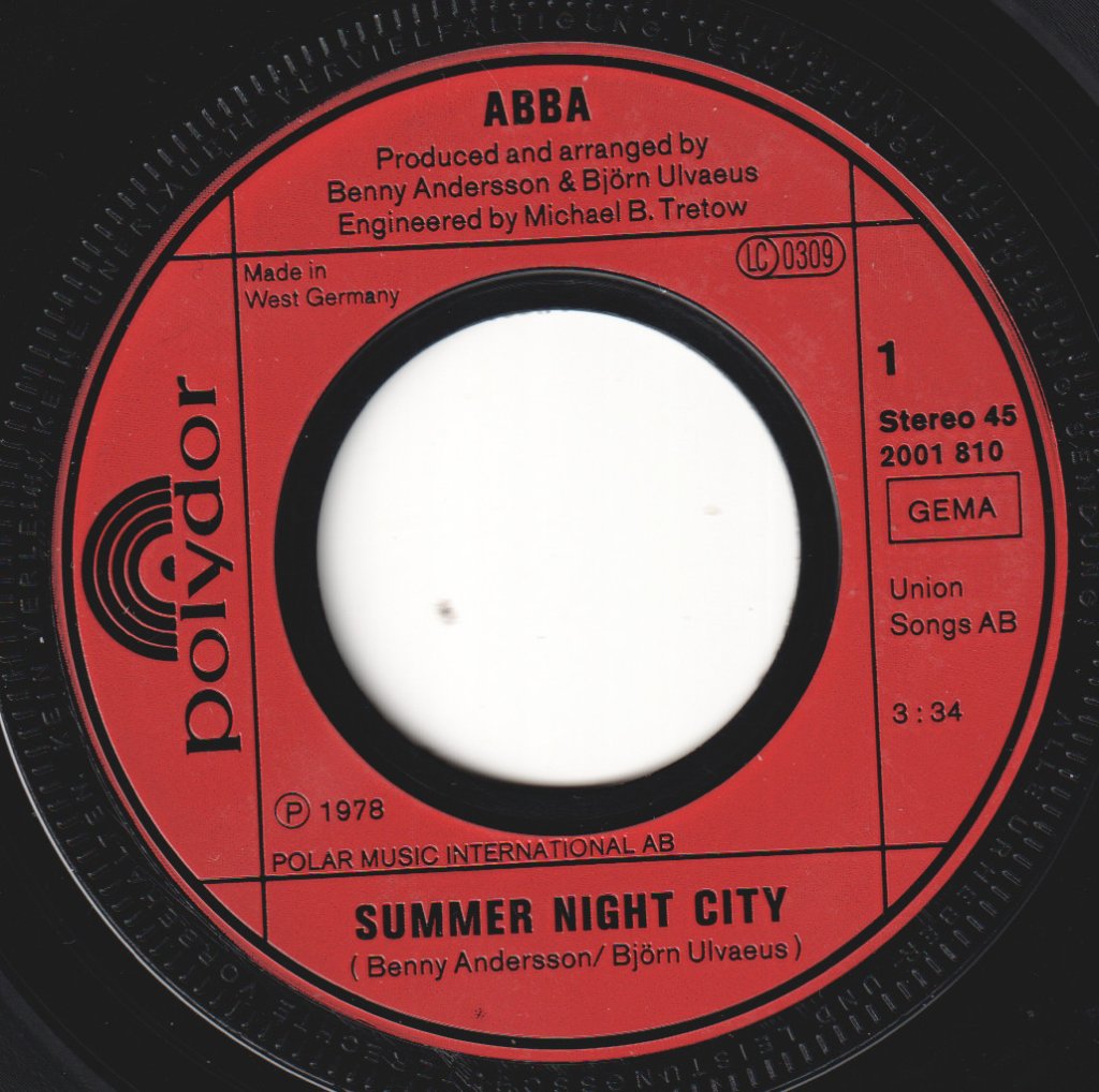 ABBA - Summer Night City - 7 Inch