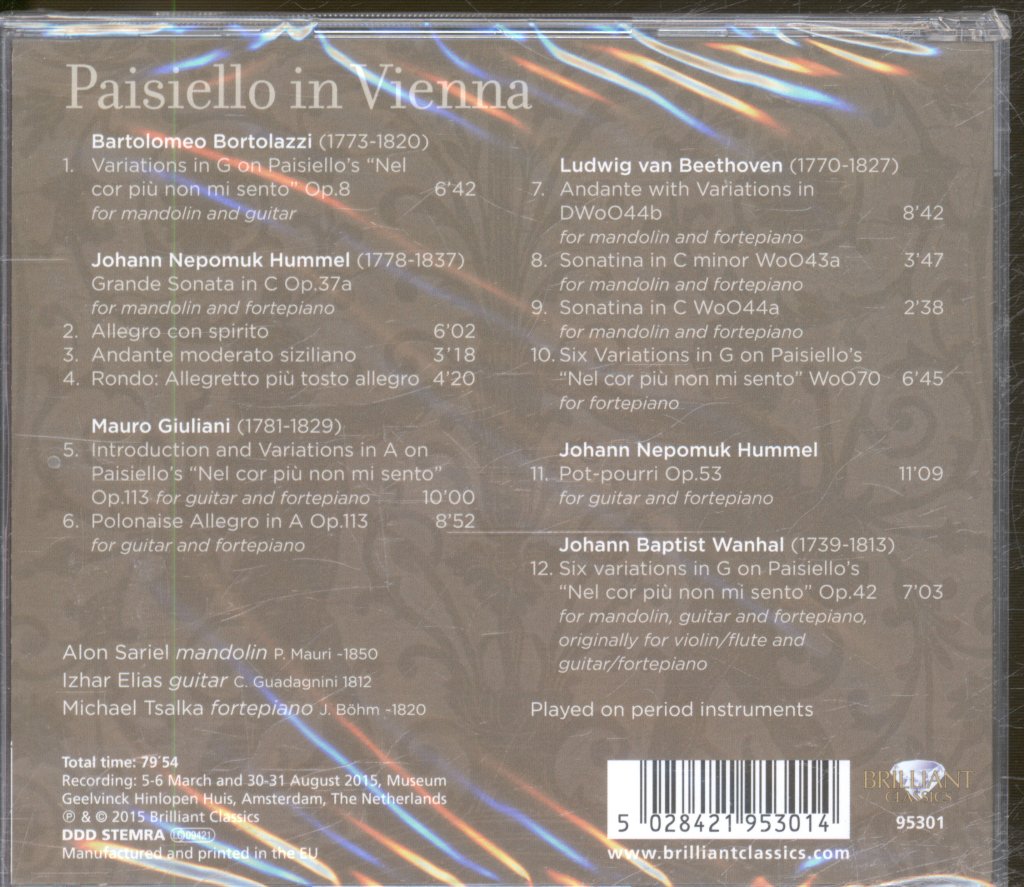 Izhar Elias, Alon Sariel, Michael Tsalka - Paisiello In Vienna - Cd