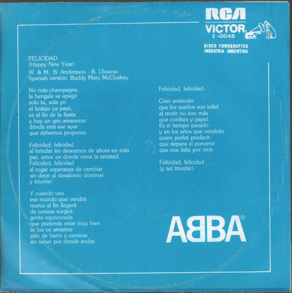 ABBA - Felicidad (En Castellano) / Super Trouper - 7 Inch