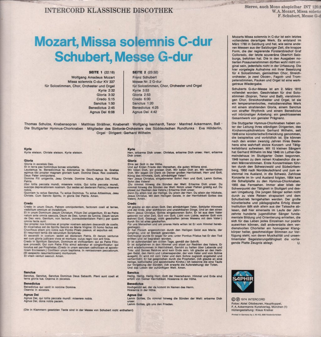 Mozart / Schubert - Missa Solemnis / Messe G-Dur - Lp