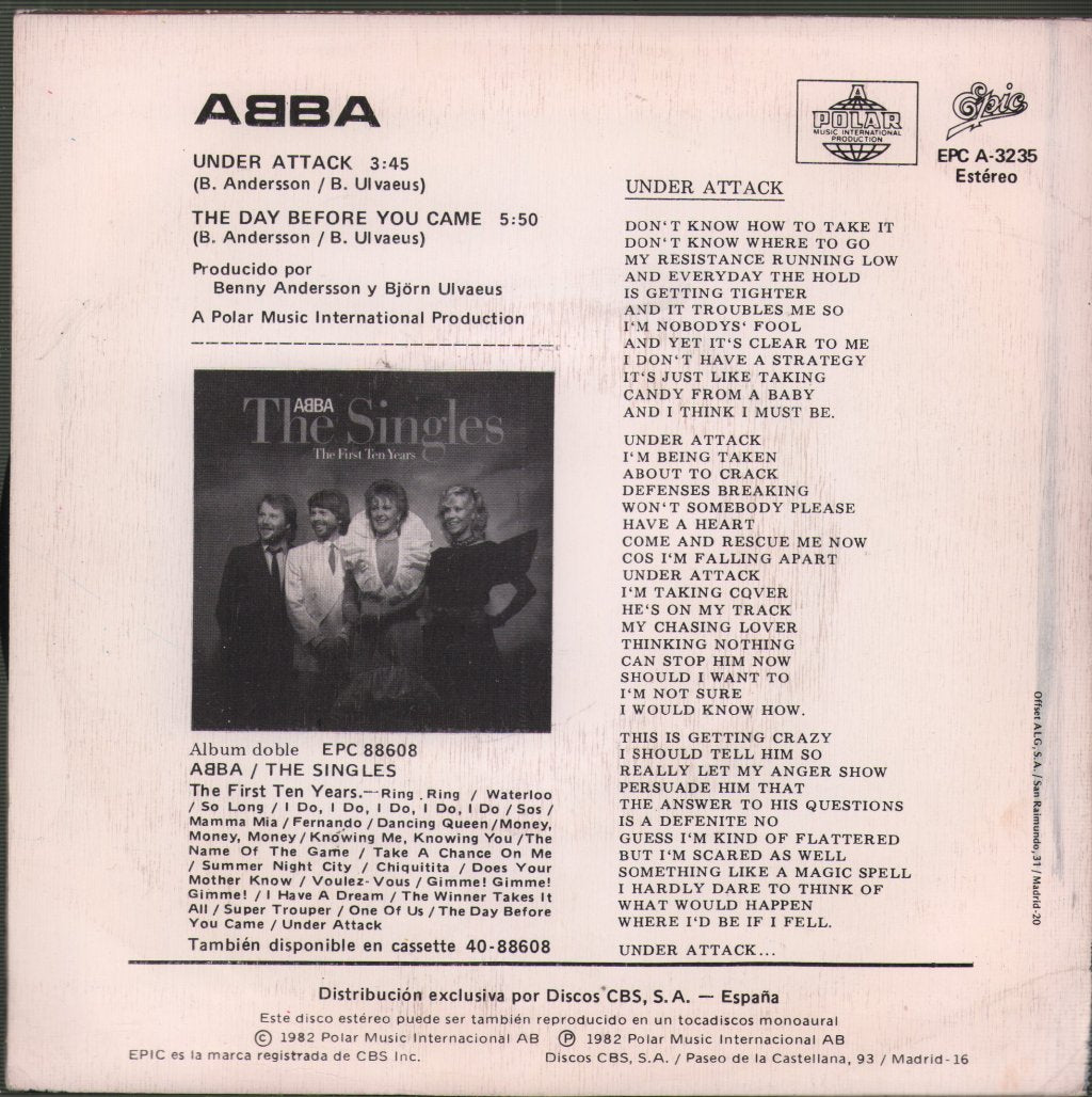 ABBA - Under Attack - 7 Inch