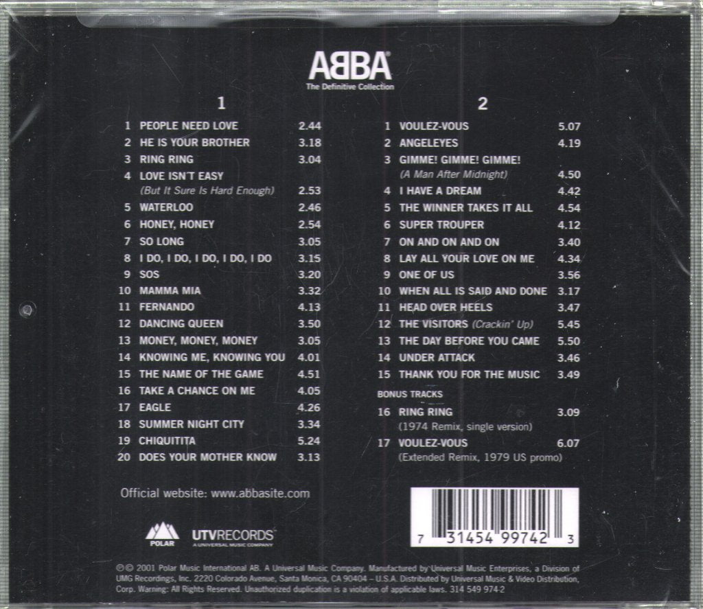 ABBA - Definitive Collection - Double Cd