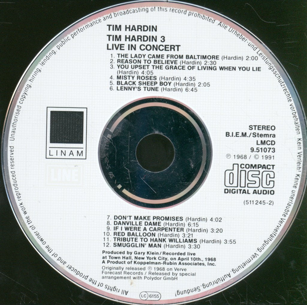 Tim Hardin - 3 (Live In Concert) - Cd