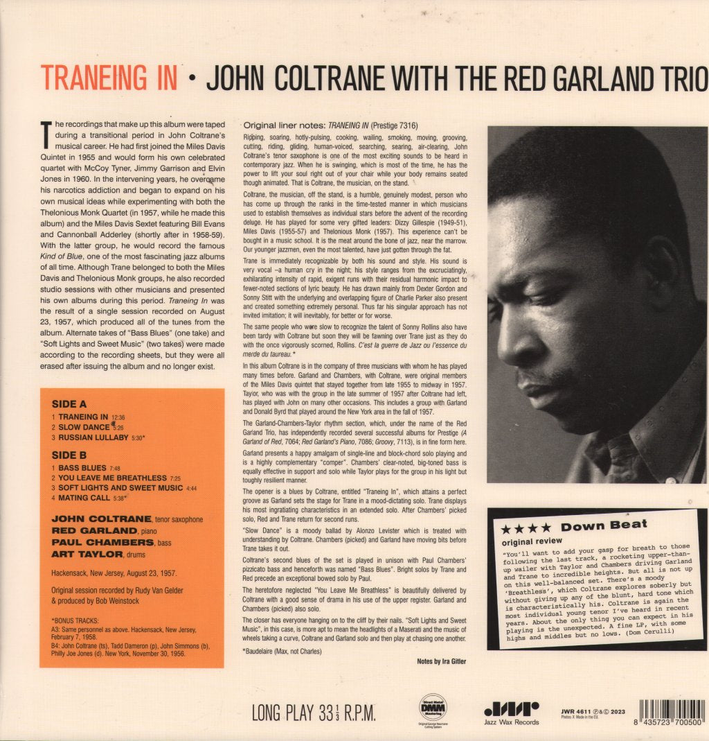 John Coltrane With The Red Garland Trio - Traneing In - Lp