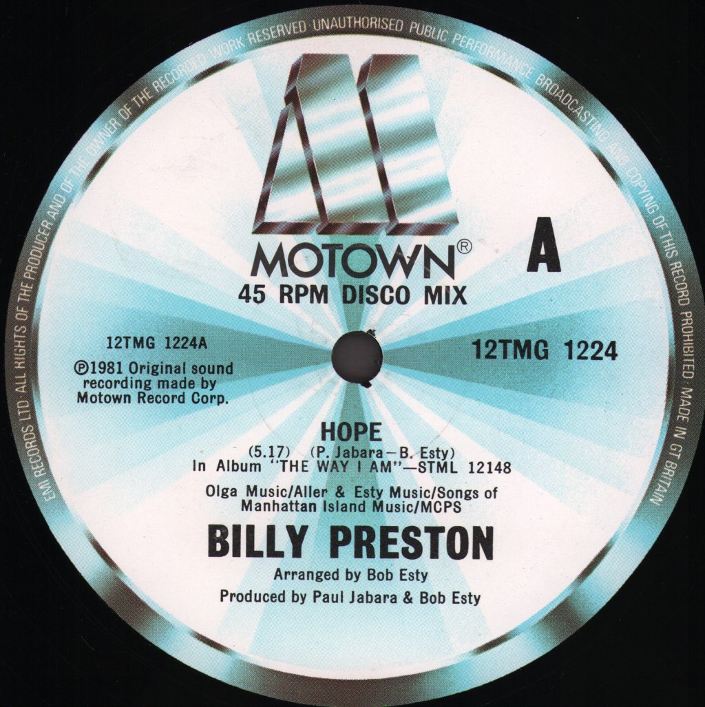 Billy Preston - Hope - 12 Inch