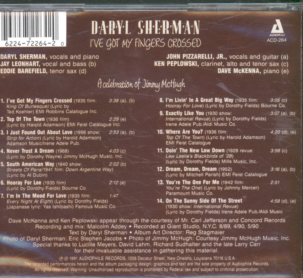 Daryl Sherman - I've Got My Fingers Crossed - Cd