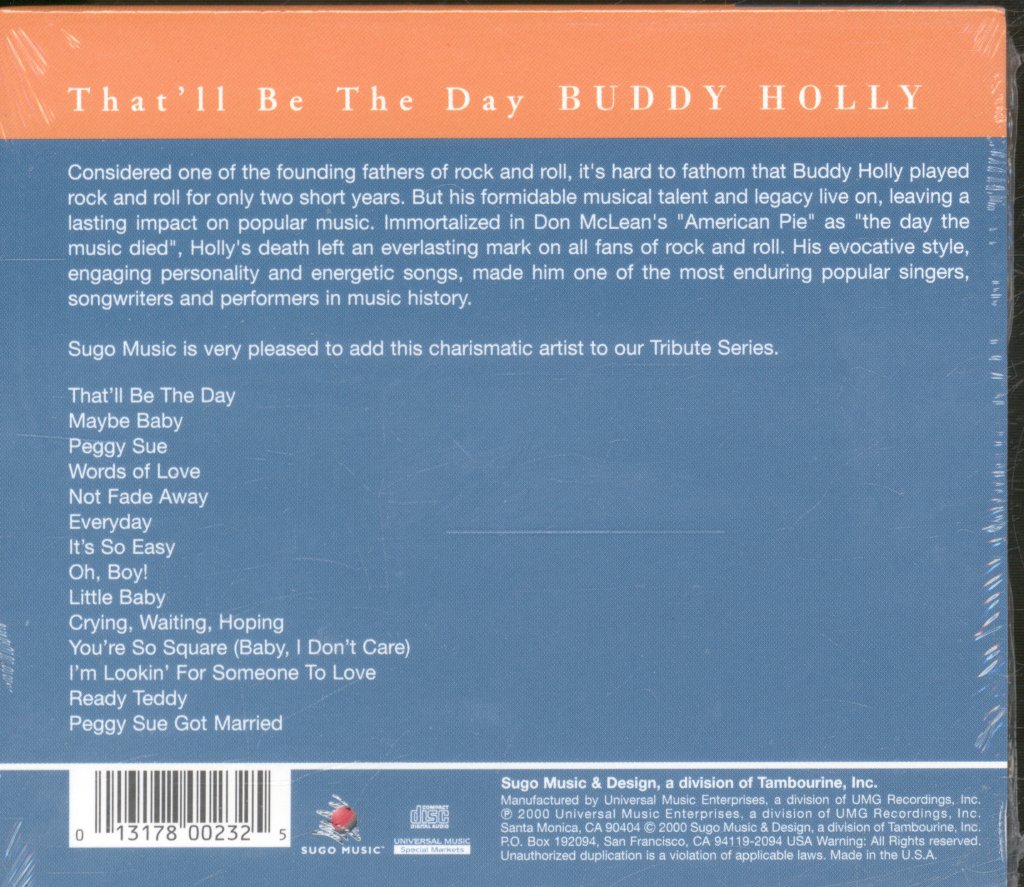 Buddy Holly - That'll Be The Day - Cd