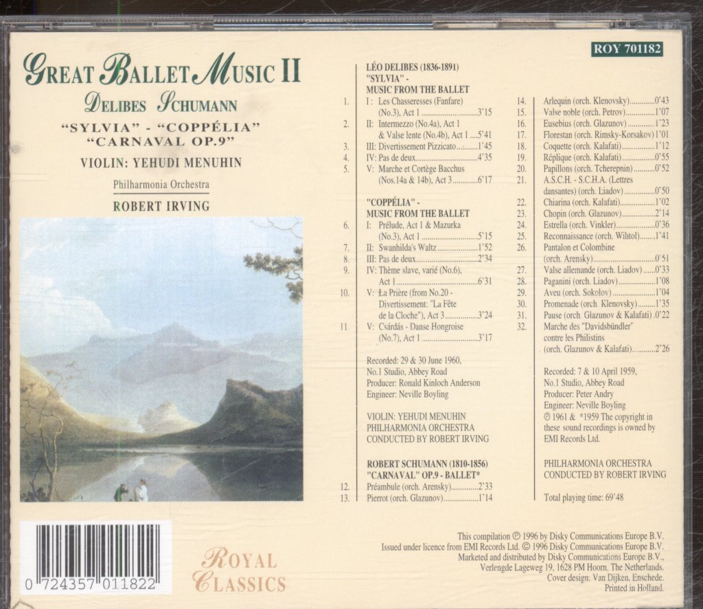 Yehudi Menuhin, Philharmonia Orchestra, Robert Irving - Great Ballet Music II: Sylvia, Coppelia / Carnaval, Op.9 - Cd