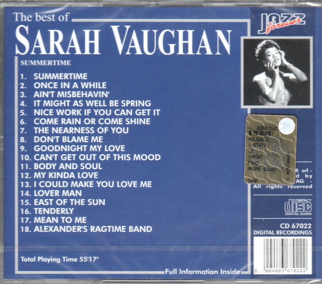 Sarah Vaughan - Best Of Sarah Vaughan - Cd