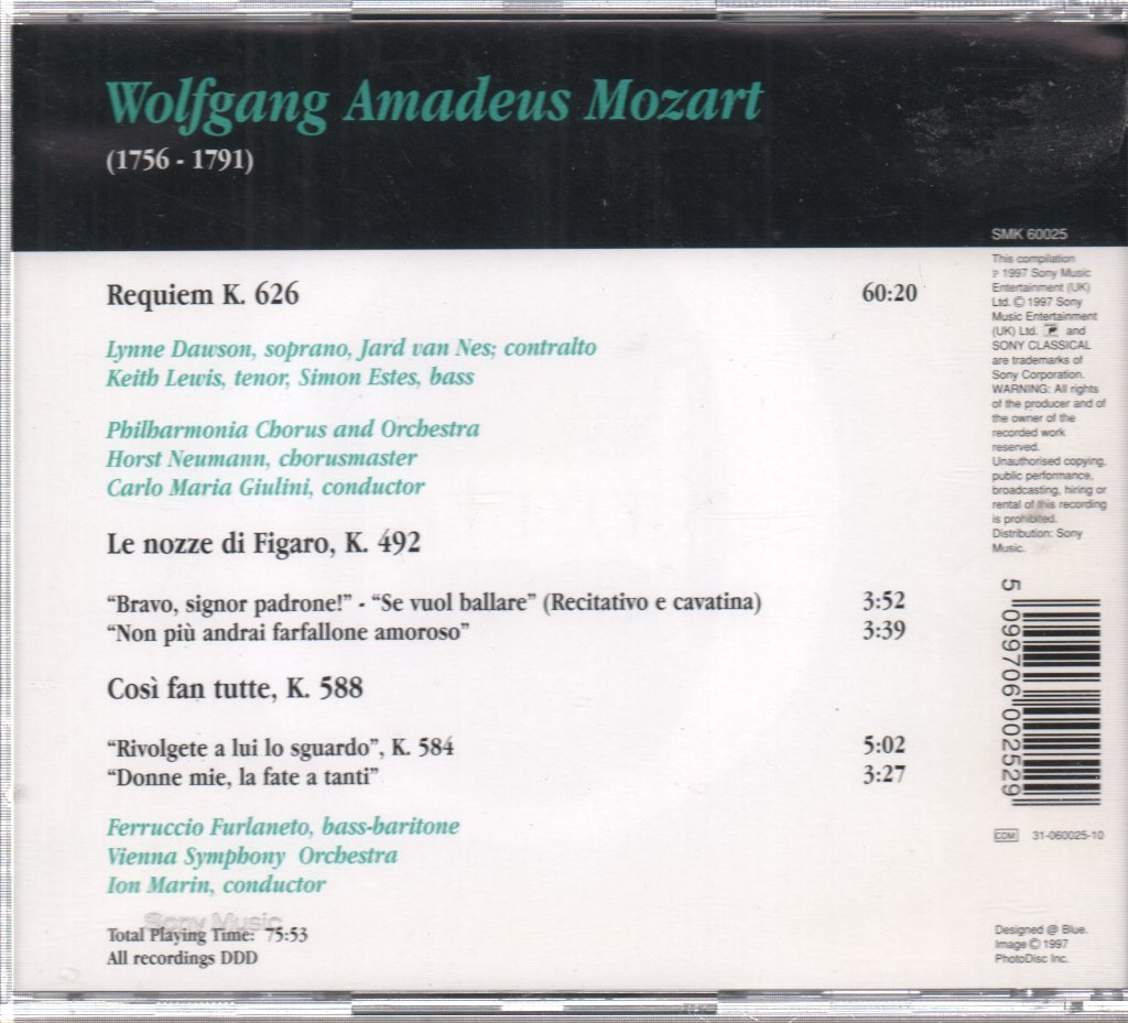 Wolfgang Amadeus Mozart - Requiem-Four Arias From Così Fan Tutte E Le Nozze di Figaro - Cd