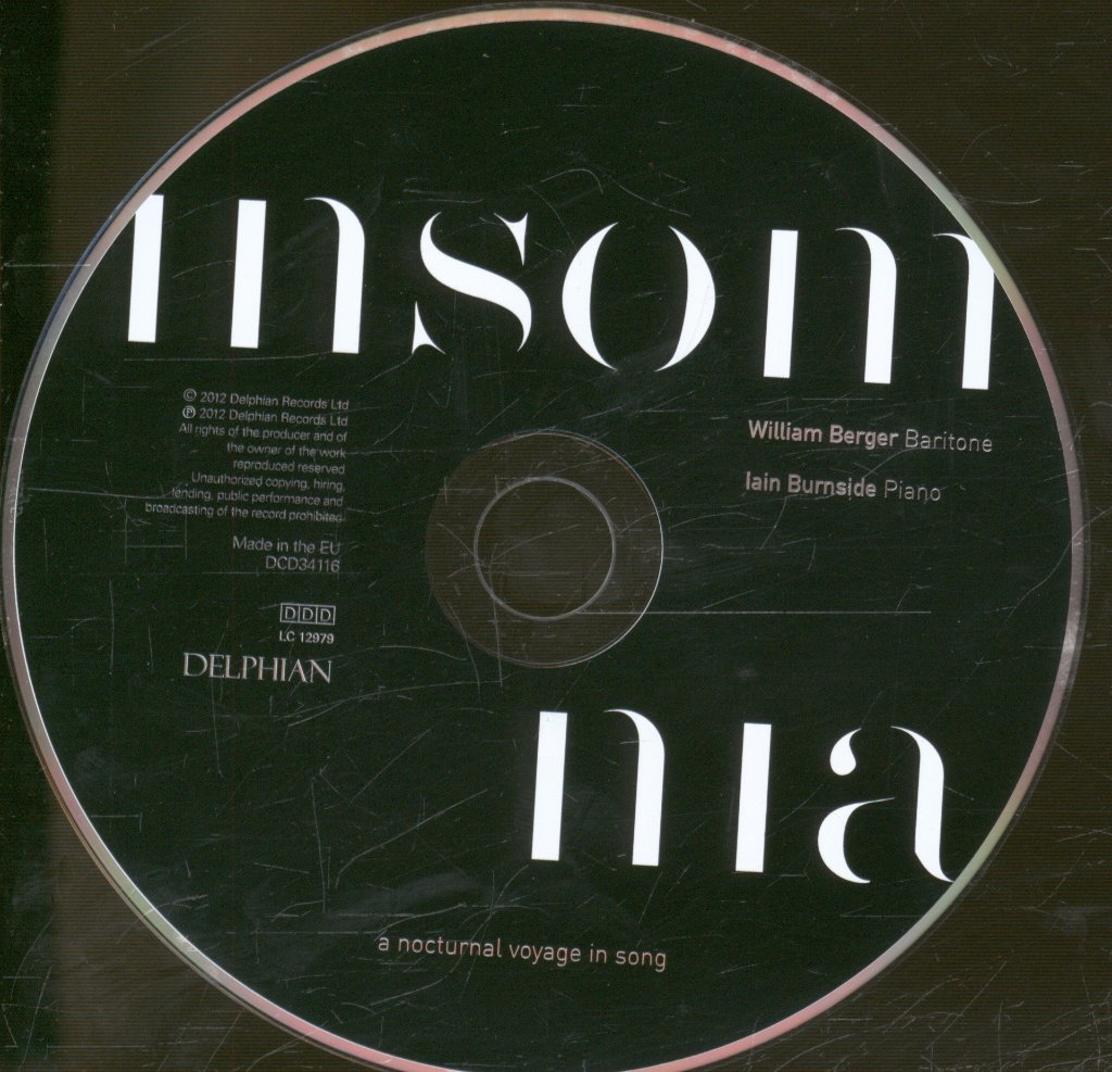 William Berger, Iain Burnside - Insomnia: A Nocturnal Voyage In Song - Cd