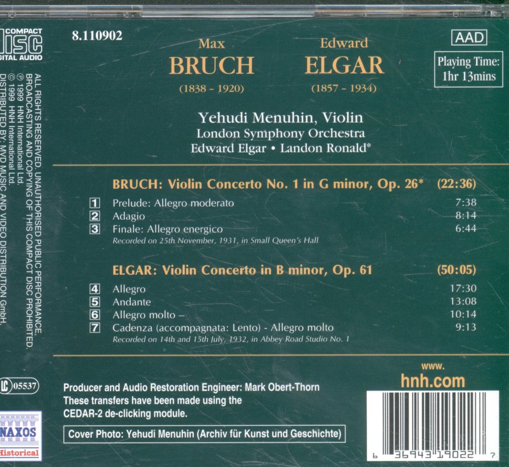 Yehudi Menuhin, London Symphony Orchestra - Violin Concertos - Cd