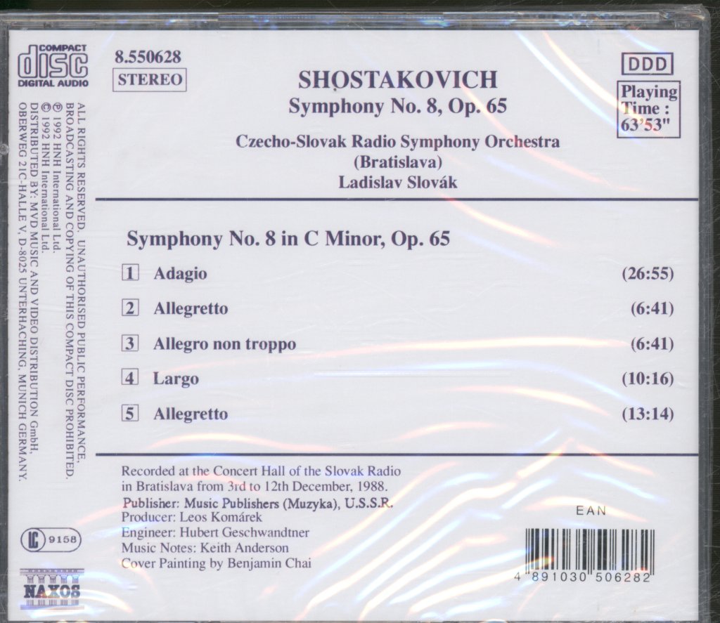 Czecho-Slovak Radio Symphony Orchestra, Ladislav Slovák - Shostakovich - Symphony No. 8, Op. 65 - Cd