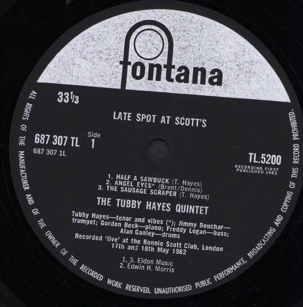 Tubby Hayes Quintet - Late Spot At Scott's - Lp