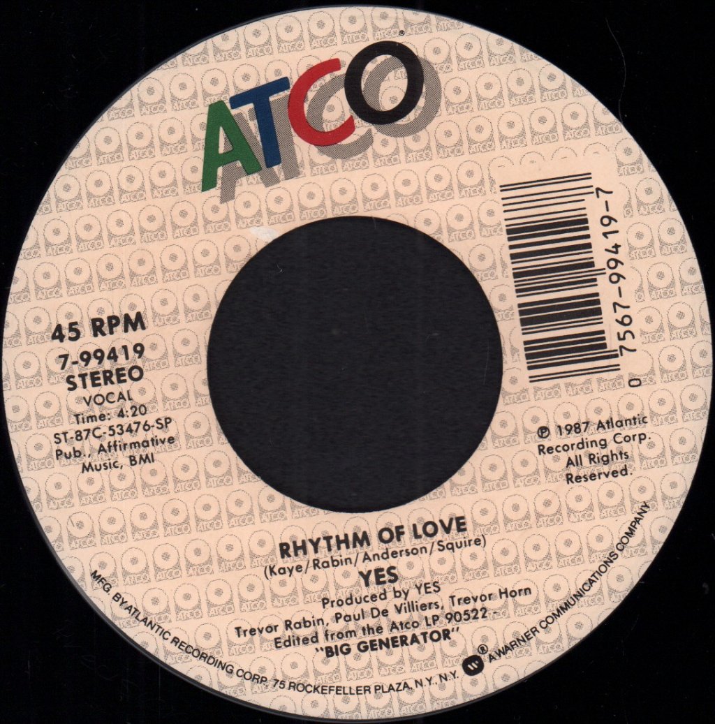 Yes - Rhythm Of Love - 7 Inch